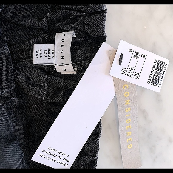 NWT Topshop black denim mini skirt size 2 - Picture 7 of 9